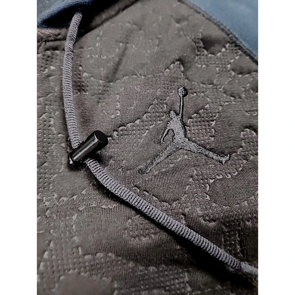 Jordan Jumpman Sweatshirt Hoodie‎ M Blue Gray Quilted Black Blact Cat 23 Bulls